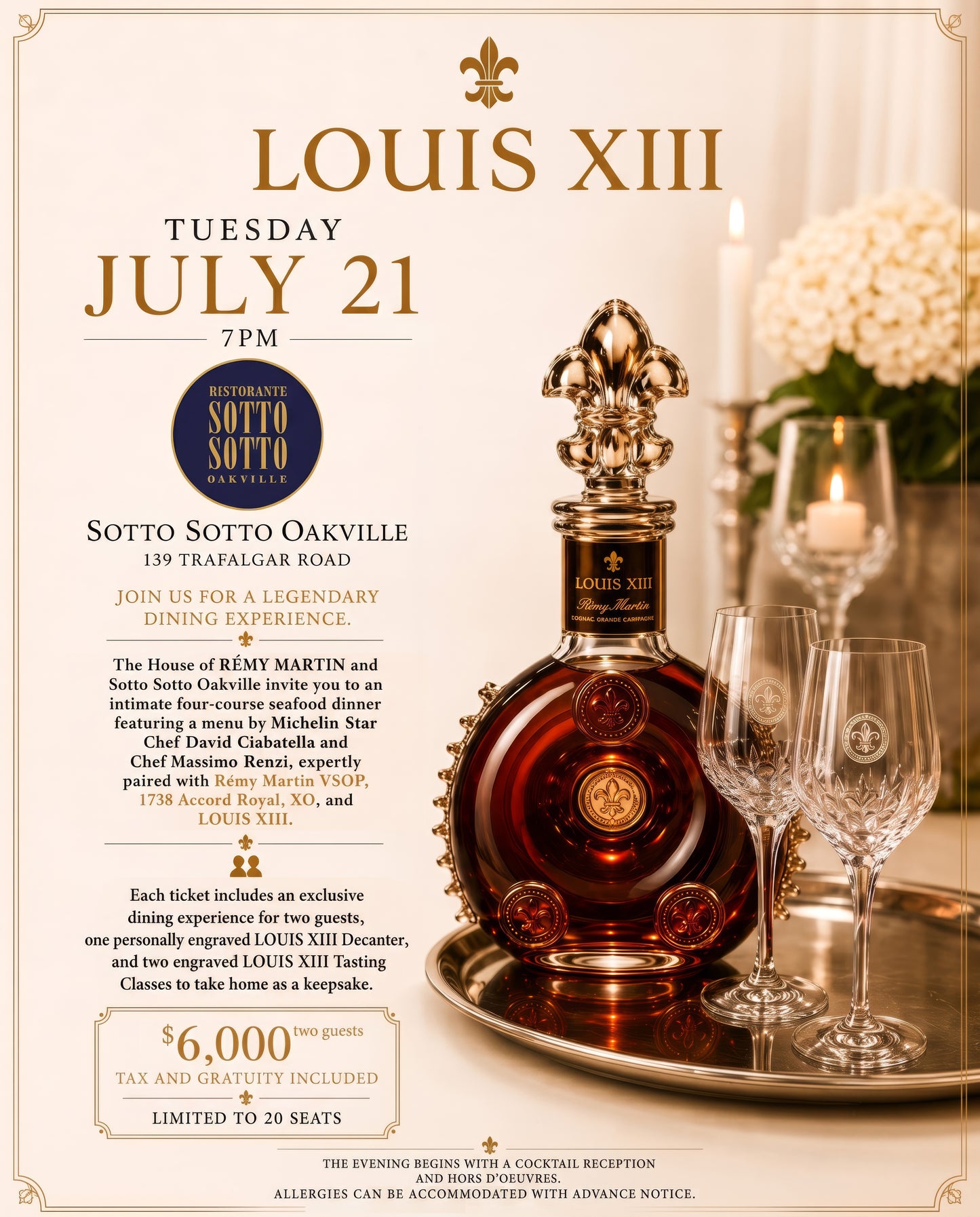 Sotto Sotto Oakville LOUIS XIII Michelin Event July 21